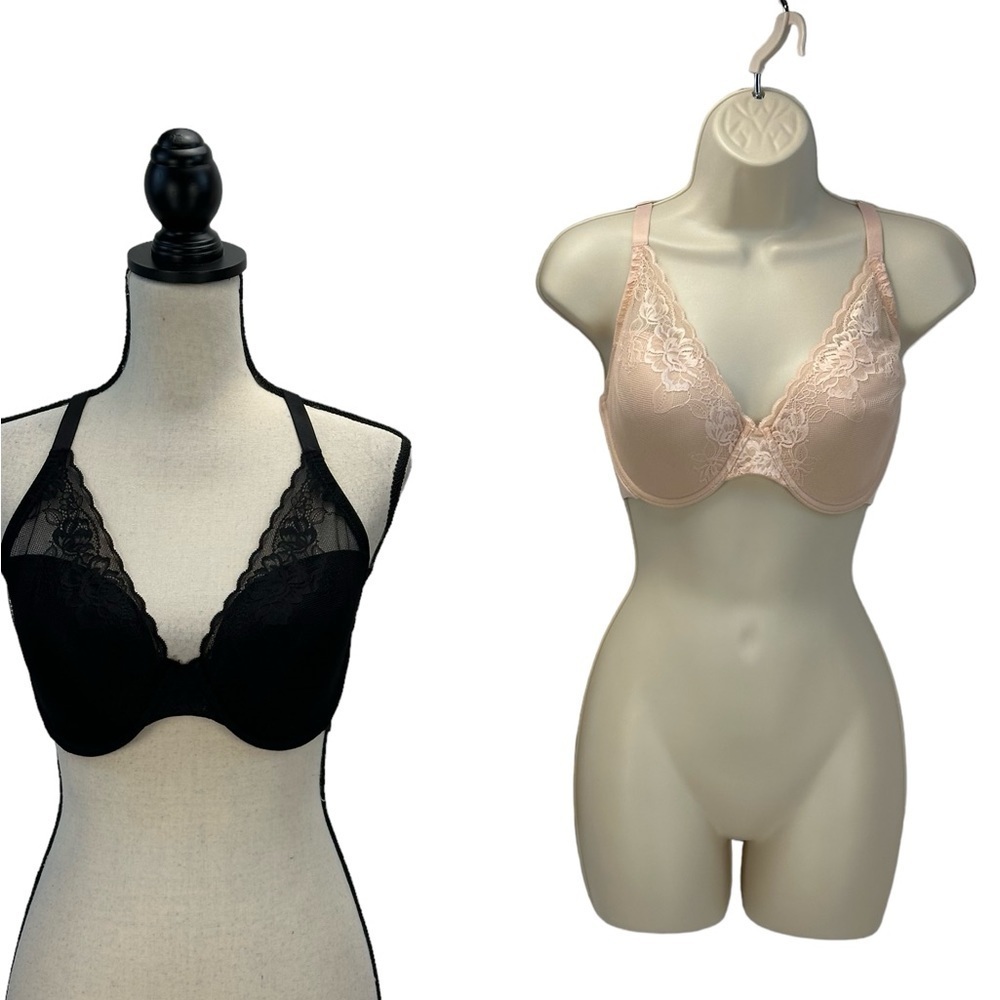 Natori Light Padding Scalloped Lace 2-pack Convertible Bra - Nude Black - 34DDD